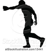 Vector Illustration of Black Silhouetted Baseball Player by AtStockIllustration