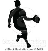 Vector Illustration of Black Silhouetted Baseball Player by AtStockIllustration