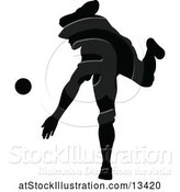 Vector Illustration of Black Silhouetted Baseball Player Pitching by AtStockIllustration