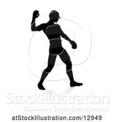 Vector Illustration of Black Silhouetted Baseball Player Pitching, with a Reflection on a White Background by AtStockIllustration