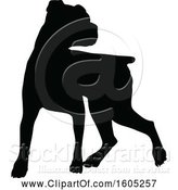 Vector Illustration of Black Silhouetted Boxer Dog by AtStockIllustration