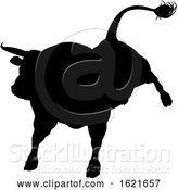 Vector Illustration of Black Silhouetted Bull Cow by AtStockIllustration