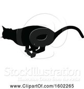 Vector Illustration of Black Silhouetted Cat Running by AtStockIllustration
