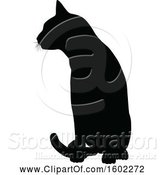 Vector Illustration of Black Silhouetted Cat Sitting by AtStockIllustration