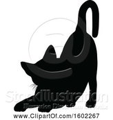 Vector Illustration of Black Silhouetted Cat Stretching by AtStockIllustration