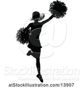 Vector Illustration of Black Silhouetted Cheerleader in Action by AtStockIllustration