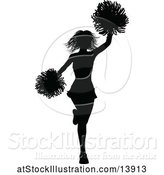 Vector Illustration of Black Silhouetted Cheerleader in Action by AtStockIllustration