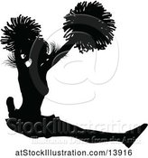 Vector Illustration of Black Silhouetted Cheerleader in Action by AtStockIllustration