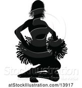 Vector Illustration of Black Silhouetted Cheerleader in Action by AtStockIllustration