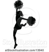 Vector Illustration of Black Silhouetted Cheerleader in Action by AtStockIllustration