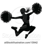 Vector Illustration of Black Silhouetted Cheerleader in Action by AtStockIllustration