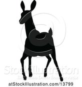 Vector Illustration of Black Silhouetted Deer Doe by AtStockIllustration