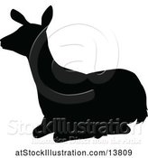 Vector Illustration of Black Silhouetted Deer Doe by AtStockIllustration