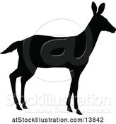 Vector Illustration of Black Silhouetted Deer Doe by AtStockIllustration