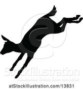 Vector Illustration of Black Silhouetted Deer Fawn by AtStockIllustration