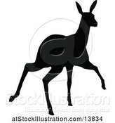 Vector Illustration of Black Silhouetted Deer Fawn by AtStockIllustration