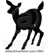 Vector Illustration of Black Silhouetted Deer Fawn by AtStockIllustration