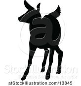 Vector Illustration of Black Silhouetted Deer Fawn by AtStockIllustration