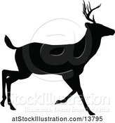 Vector Illustration of Black Silhouetted Deer Stag Buck by AtStockIllustration