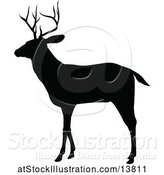 Vector Illustration of Black Silhouetted Deer Stag Buck by AtStockIllustration