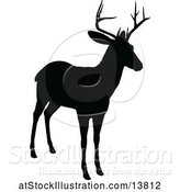 Vector Illustration of Black Silhouetted Deer Stag Buck by AtStockIllustration