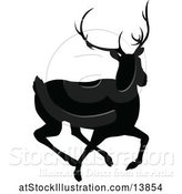 Vector Illustration of Black Silhouetted Deer Stag Buck by AtStockIllustration