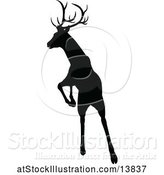 Vector Illustration of Black Silhouetted Deer Stag Buck Rutting by AtStockIllustration
