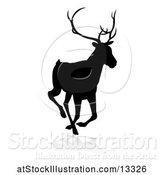 Vector Illustration of Black Silhouetted Deer Stag Buck, with a Shadow on a White Background by AtStockIllustration