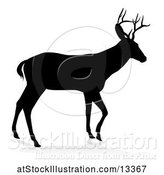 Vector Illustration of Black Silhouetted Deer Stag Buck, with a Shadow on a White Background by AtStockIllustration