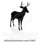 Vector Illustration of Black Silhouetted Deer Stag Buck, with a Shadow on a White Background by AtStockIllustration