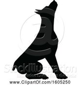 Vector Illustration of Black Silhouetted Dobermann Dog Sitting by AtStockIllustration