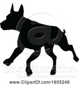 Vector Illustration of Black Silhouetted Dog Running by AtStockIllustration