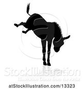 Vector Illustration of Black Silhouetted Donkey Bucking, with a Reflection or Shadow, on a White Background by AtStockIllustration