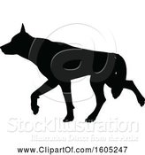 Vector Illustration of Black Silhouetted German Shepherd Dog by AtStockIllustration