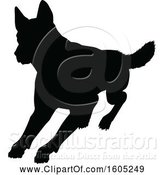 Vector Illustration of Black Silhouetted German Shepherd Dog by AtStockIllustration