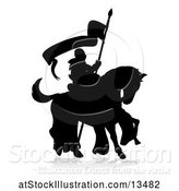 Vector Illustration of Black Silhouetted Knight on a Horse, with a Shadow on a White Background by AtStockIllustration