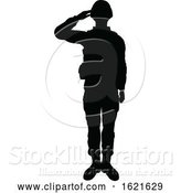 Vector Illustration of Black Silhouetted Male Armed Soldier by AtStockIllustration