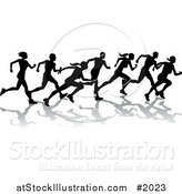 Vector Illustration of Black Silhouetted Runners by AtStockIllustration