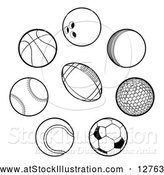 Vector Illustration of Black Sports Balls by AtStockIllustration