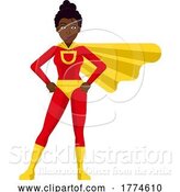Vector Illustration of Black Super Hero Lady Character by AtStockIllustration