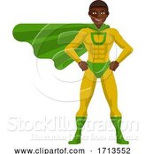 Vector Illustration of Black Superhero Guy by AtStockIllustration