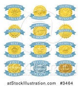 Vector Illustration of Blue and Gold Award Placement Badges by AtStockIllustration