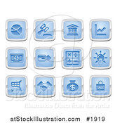 Vector Illustration of Blue and Silver Square Business and Finance Icons by AtStockIllustration