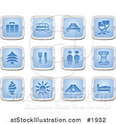 Vector Illustration of Blue and Silver Travel Icons by AtStockIllustration