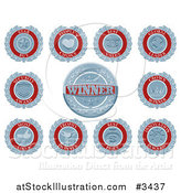 Vector Illustration of Blue and White Retro Award Badges or Medallions by AtStockIllustration