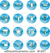 Vector Illustration of Blue Icons: Food and Kitchen Items by AtStockIllustration