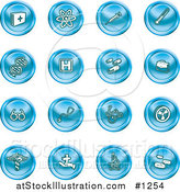 Vector Illustration of Blue Icons: Medicine, Science and Biology by AtStockIllustration