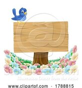 Vector Illustration of Bluebird Bird Wooden Background Sign by AtStockIllustration