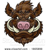 Vector Illustration of Boar Wild Hog Razorback Warthog Mascot Pig by AtStockIllustration