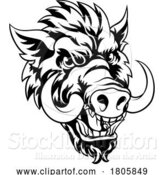 Vector Illustration of Boar Wild Hog Razorback Warthog Mascot Pig by AtStockIllustration